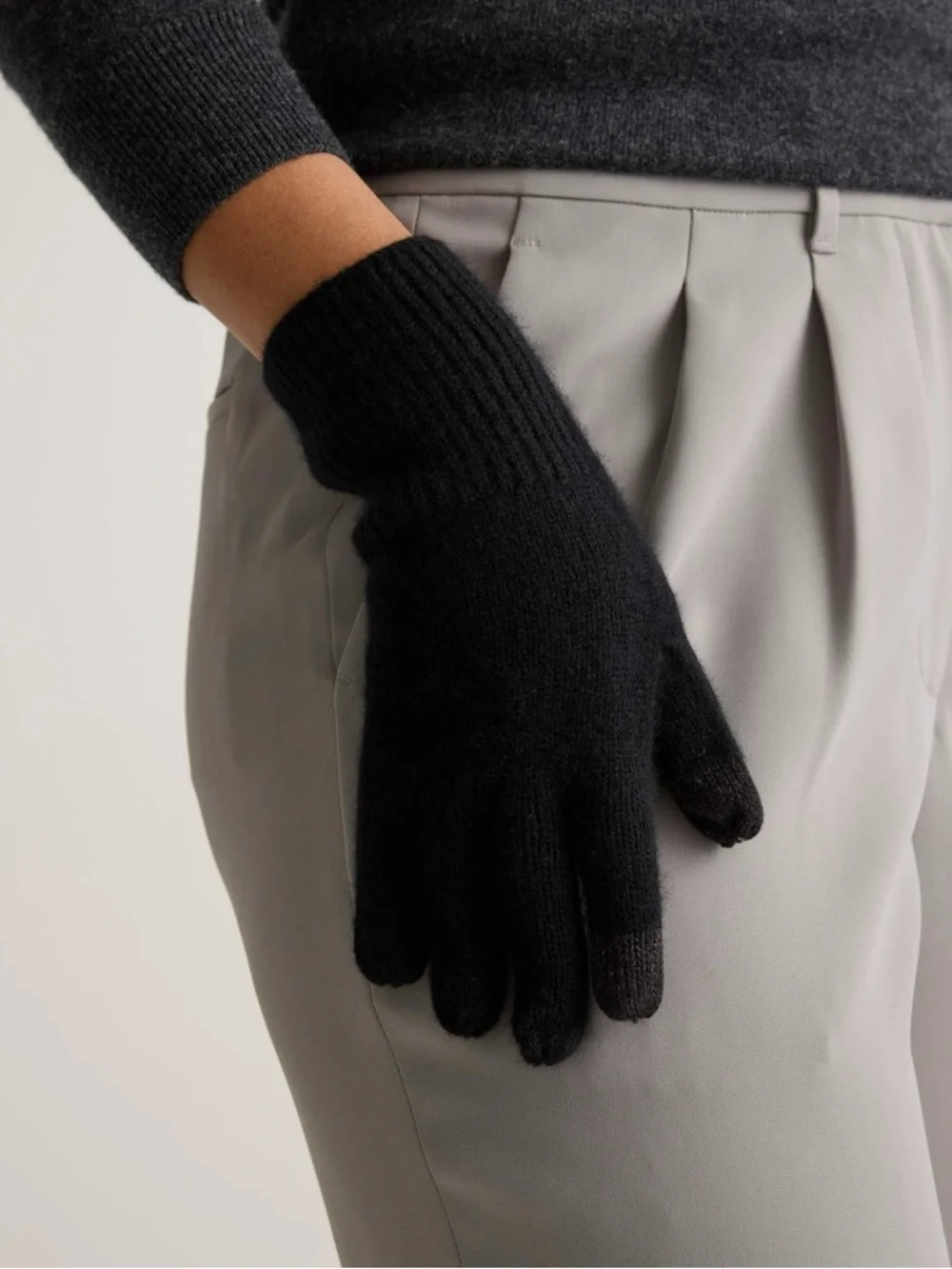 Quince 100% Mongolian Cashmere Gloves Deep Navy NEW